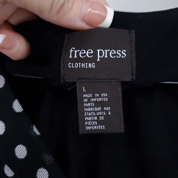 Free Press Retro Rockabilly Modern Chic Polka Dot Crop Top Semi Sheer V-Neck L - Picture 7 of 12